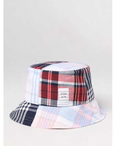Thom Browne Hat In Cotton With Striped Print - White