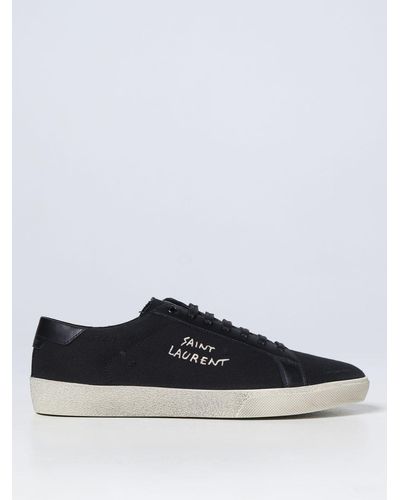 Saint Laurent Baskets basses en toile et cuir noires