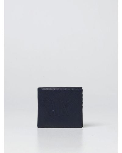 Armani Exchange Wallet In Textured Leather - Blue