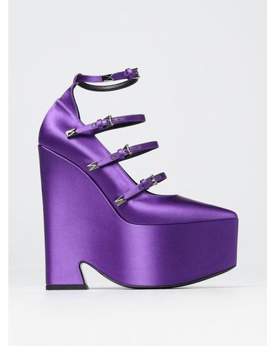 Versace Pump con zeppa in raso - Viola