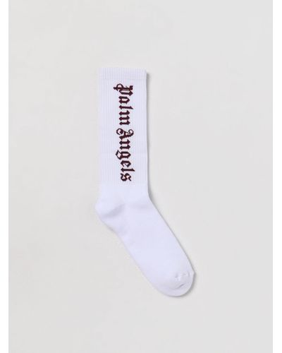 Palm Angels Intarsia-knit Logo Socks - White