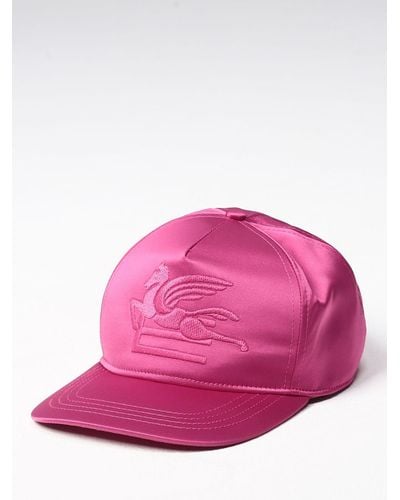 Etro Cappello in nylon con logo ricamato - Rosa