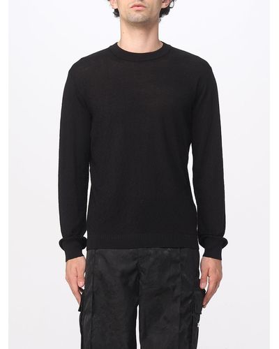 Versace La Greca Sweater In Silk And Cotton Blend - Black