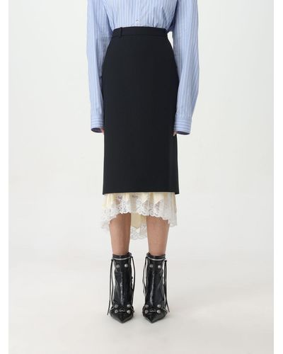 Balenciaga Lingerie Lace-trim Wool Skirt - Black