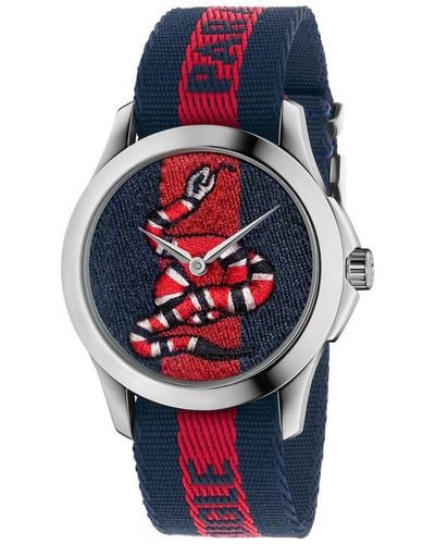 Gucci Le Marché des Merveilles Uhr mit 38mm Gehäuse und Web Schlange - Blau
