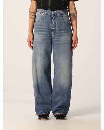 MM6 by Maison Martin Margiela Jeans In Washed Denim - Blue