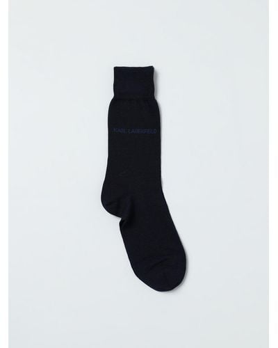 Karl Lagerfeld Calze in cotone stretch con logo jacquard - Blu