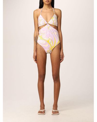 Emilio Pucci One-piece Swimsuit With Waves Print - Purple