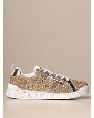 Versace Glitter Sneakers With Logo - Multicolor