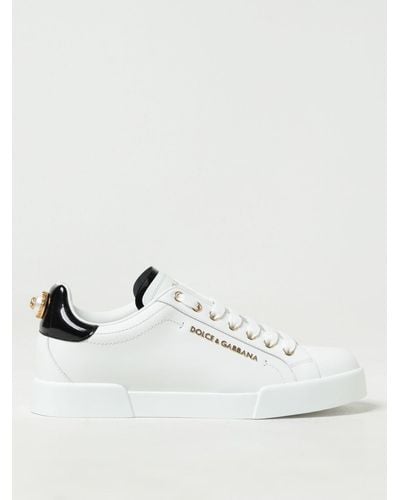 Dolce & Gabbana Zapatillas de zapatillas con perlas - Blanco