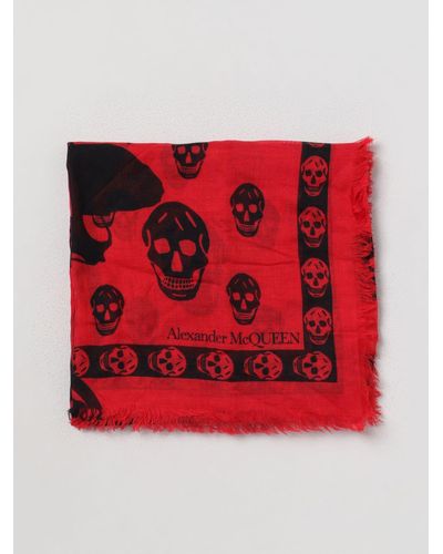 Alexander McQueen Scarf In Printed Modal And Silk Blend - Red