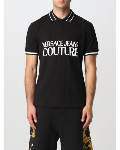 Versace Polo Shirt In Cotton With Logo - Black