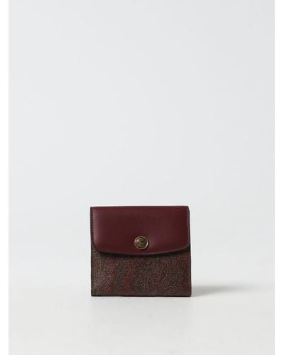 Etro Wallet In Coated Cotton And Leather With Logo - White