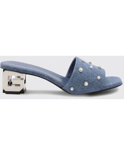 Givenchy Mules G Cube in denim con perle cabochon - Blu