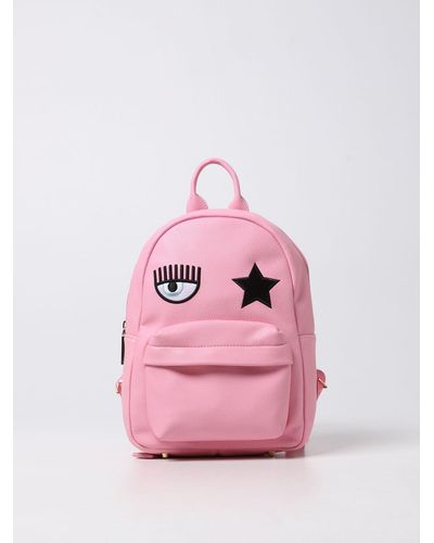 Chiara Ferragni Eyestar Backpack In Grained Synthetic Leather - Pink