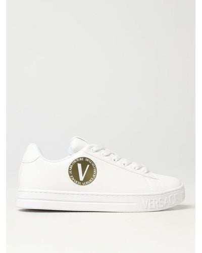 Versace Sneakers In Synthetic Leather - White