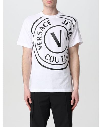 Versace T-shirt With Big Logo - Gray