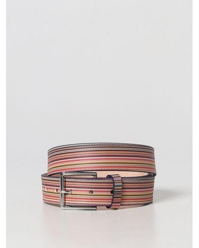 Paul Smith Cintura in pelle con stripes stampate all over - Multicolore