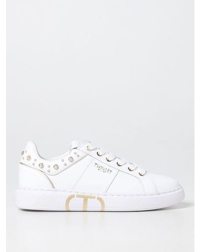 Twin Set Trainers In Synthetic Leather - White