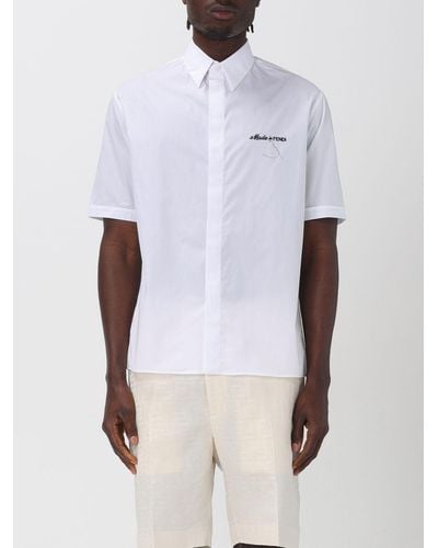 Fendi Camicia in cotone con logo - Bianco
