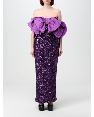 ROTATE BIRGER CHRISTENSEN Long Dress With Maxi Bow - Purple