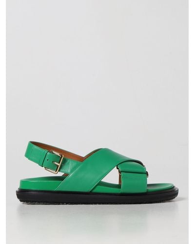Marni Sandals In Leather - Green