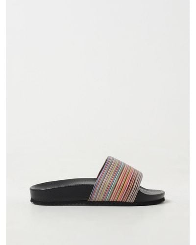 Paul Smith Sliders in pelle stampata - Bianco