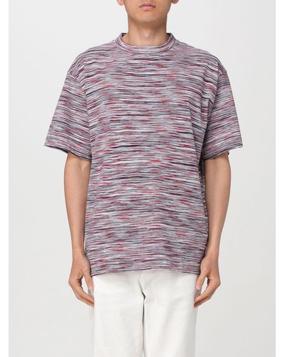 Missoni T-shirt in cotone con righe multicolor - Viola