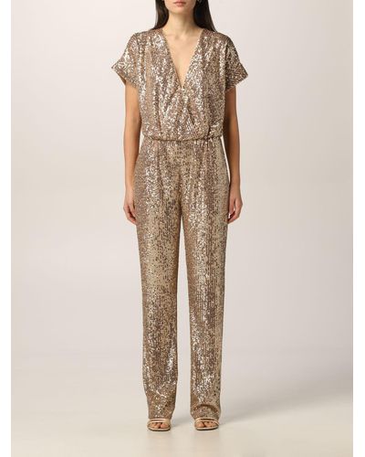 Just Cavalli Jumpsuits Long Jumpsuit With All-over Sequins - Metallic