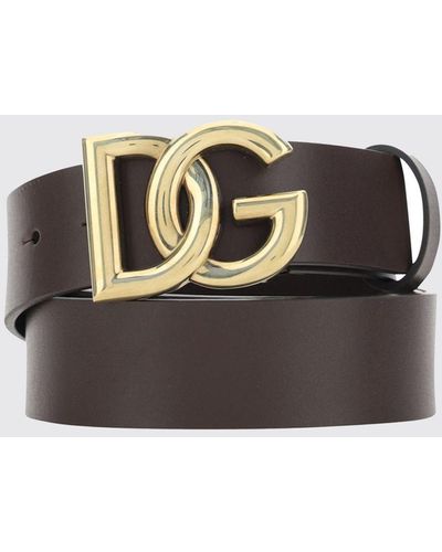 Dolce & Gabbana Cintura DG in pelle con placca logo DG - Grigio