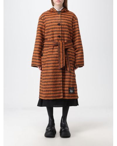 Marni Coat In Wool Blend - Brown