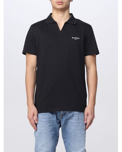 Balmain Eco-sustainable Cotton Polo Shirt - Black