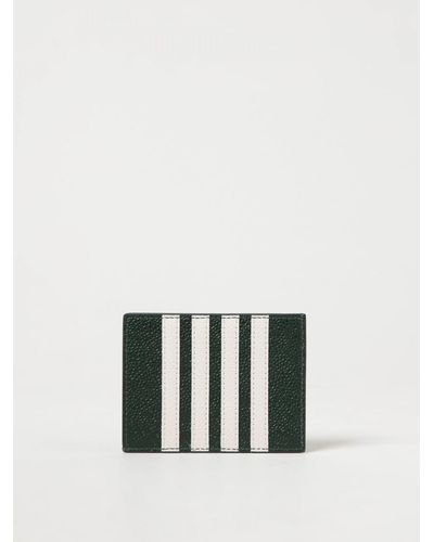 Thom Browne Credit Card Holder In Grained Leather - Green