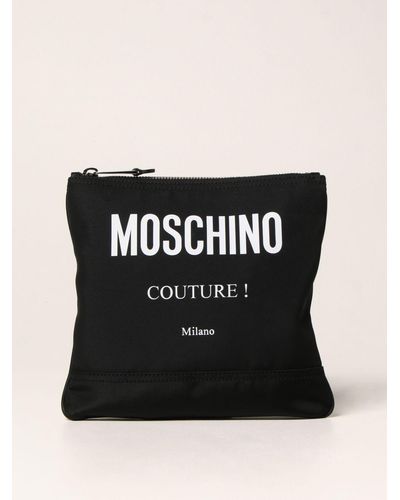 Moschino Canvas Shoulder Strap With Logo - Black