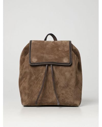 Brunello Cucinelli Backpack In Suede - Brown