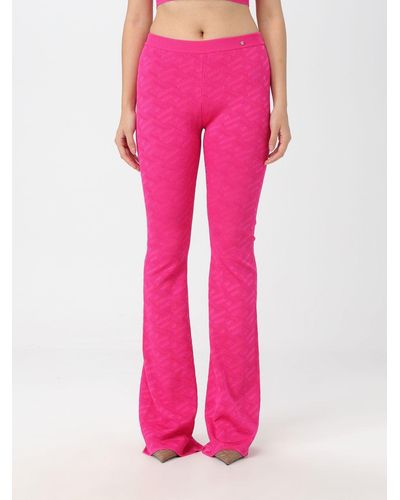 Versace Trousers In Stretch Viscose Blend - Pink