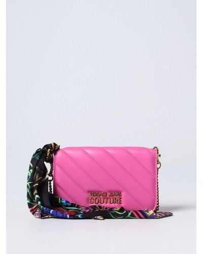 Versace Wallet Bag In Quilted Synthetic Leather - Pink
