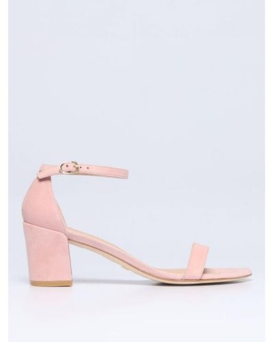 Stuart Weitzman Simple Sandal In Suede - Pink