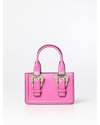 Versace Bag In Crocodile Print Synthetic Leather - Pink