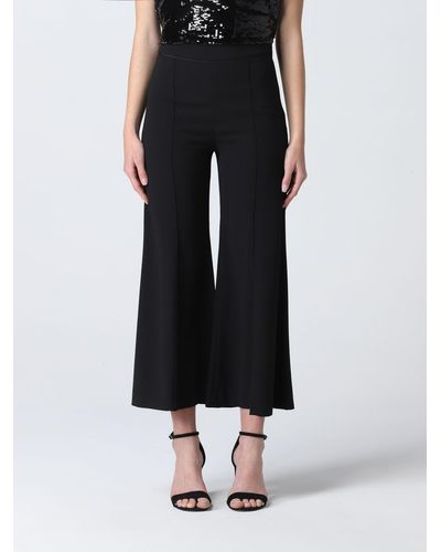 Twin Set Cropped Trousers With Oval T - Black