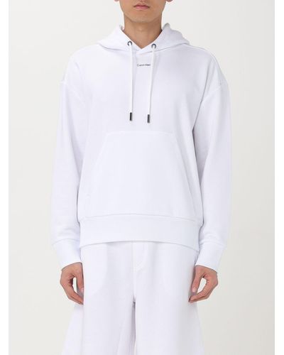 Calvin Klein Felpa in cotone con logo - Bianco
