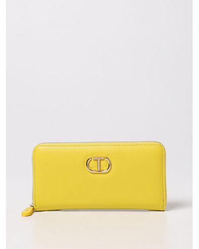 Twin Set Continental Wallet In Synthetic Leather - Yellow