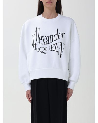 Alexander McQueen Weißer crewneck sweatshirt mit logo-print