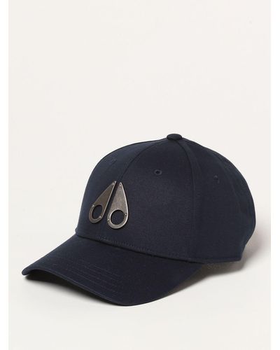 Moose Knuckles Cappello in cotone con logo in metallo - Blu