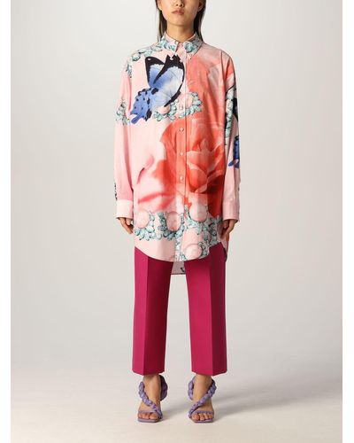 Just Cavalli Shirt In Cotton With Print - Red