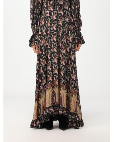 Etro Skirt In Silk Crêpe De Chine With Paisley And Polka Dot Pattern - Black