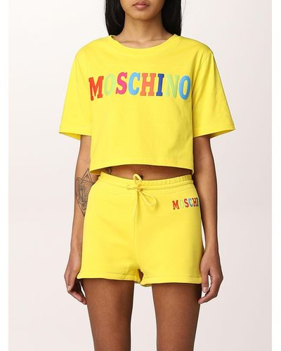 Moschino T-shirt cropped in cotone - Giallo