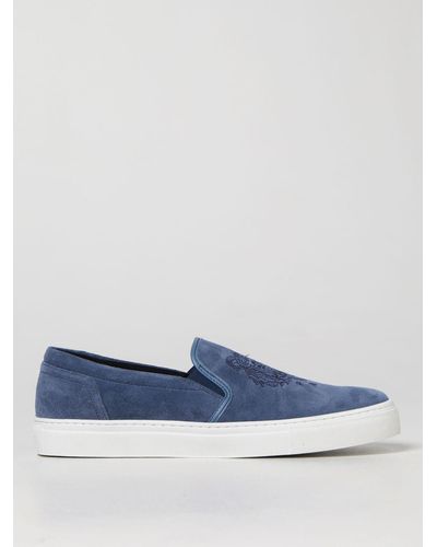KENZO Suede Trainers With Tiger Paris Logo - Blue
