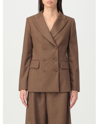 Max Mara Blazer In Wool And Cashmere Flannel - Brown