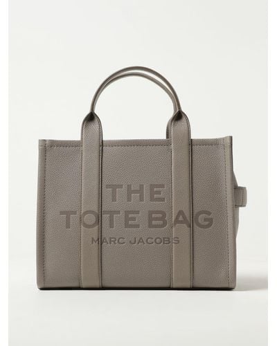 Marc Jacobs The Medium Tote Bag In Grained Leather - Grey